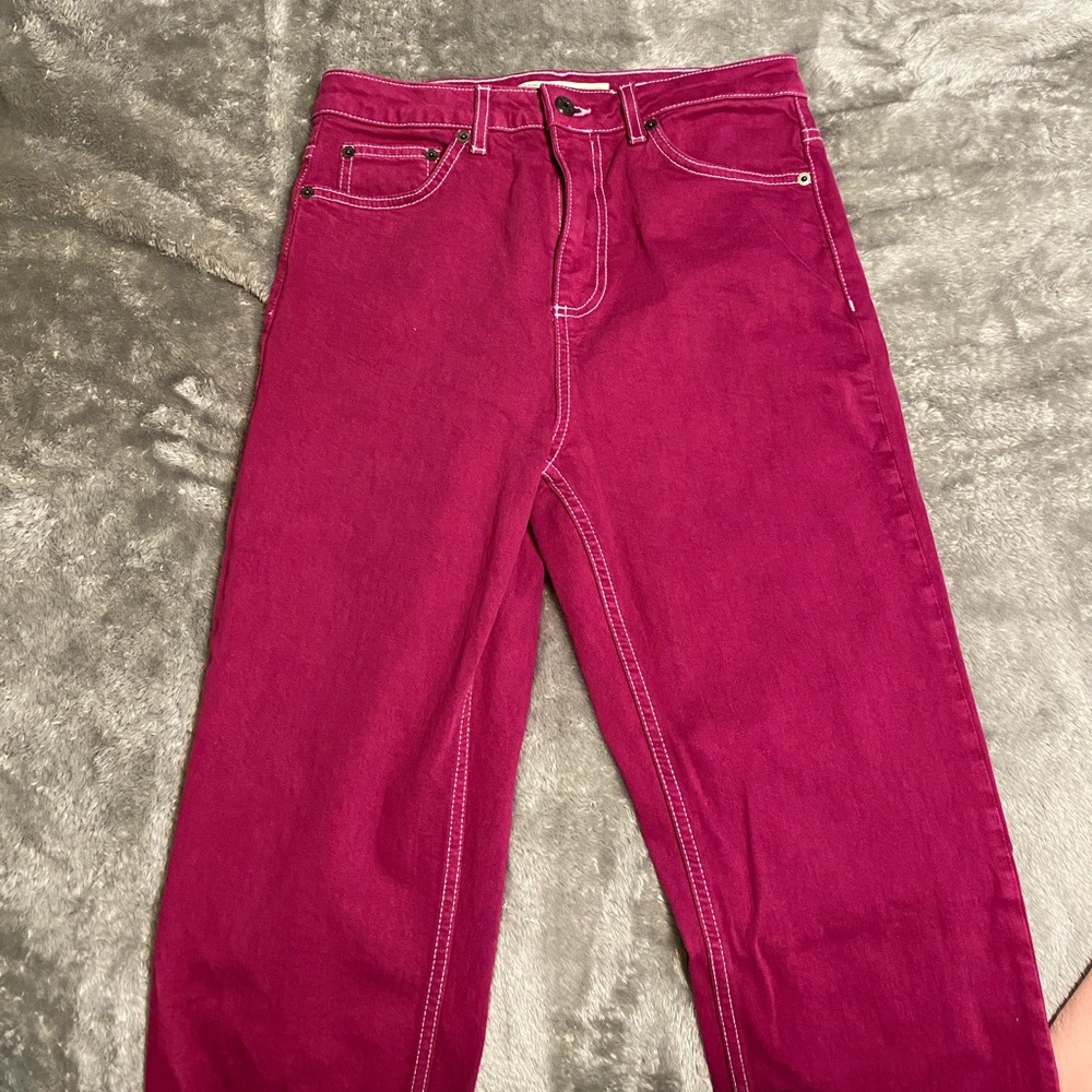 Topshop Hot Pink Denim Jeans